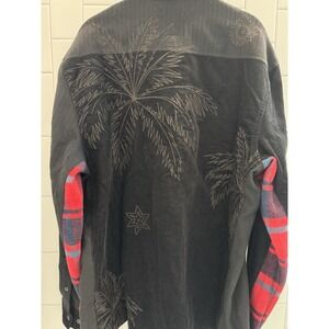 Billionaire Boys Club Corduroy Black M Long Sleeve plaid Palm Tree Hip Hop EUC